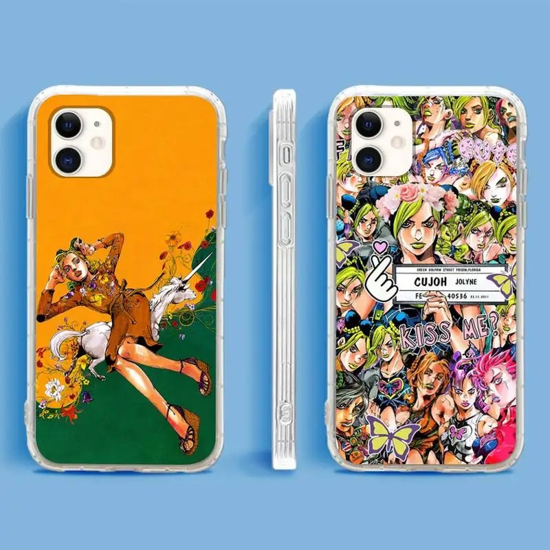 

Jolyne Cujoh JOJO Stone Ocean Phone Case For iPhone 13 12 11Pro Max 11 XR XS Max X Mini 8 7 6 SE 2020 Soft Transparent Cover