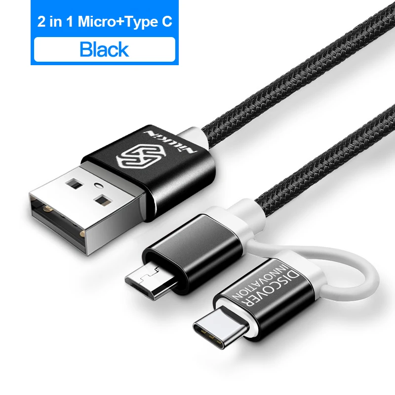 Nillkin usb кабель micro type C для iPhone USB зарядное устройство кабель для передачи данных 2 в 1 для iPhone XS Max/XS/X/8 Micro USB телефон для XIAOMI F1