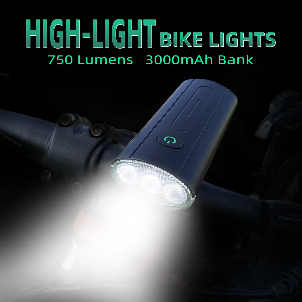 

Bike High-light Headlight 750 Lumens Brightness LED Light 3000mAh Outdoor Cycling MTB ROAD Bicycle Lights 360 Rotating Bracket