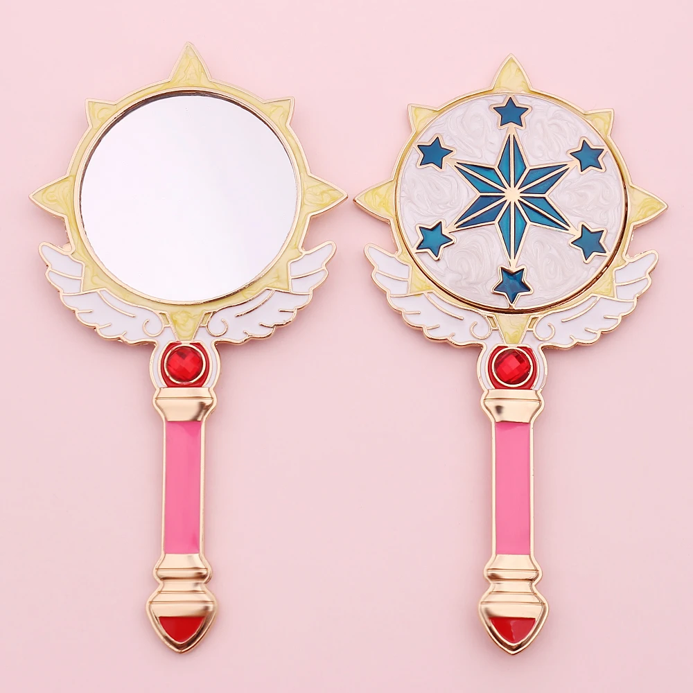 Cardcaptor Sakura Clear Card Anime Cosplay Make-Up Mirror Star Wing Wand Mirror Hand Hold Portable Carry On Cosmetic Tool Props