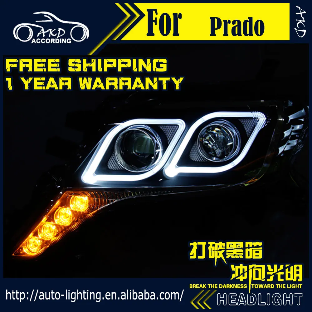 AKD автостайлинг фары для Toyota Prado LC150 2014 2016 светодиодный ные DRL D2H Hid Angel Eye сигнал Bi Xenon