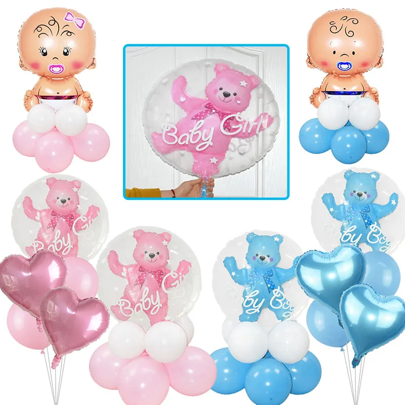 

24inch Baby Boy Baby Girl Bubble Bear balloons 4D Bear Foil Balloons Birthday Baby Shower Christening Baptism Party Decoration