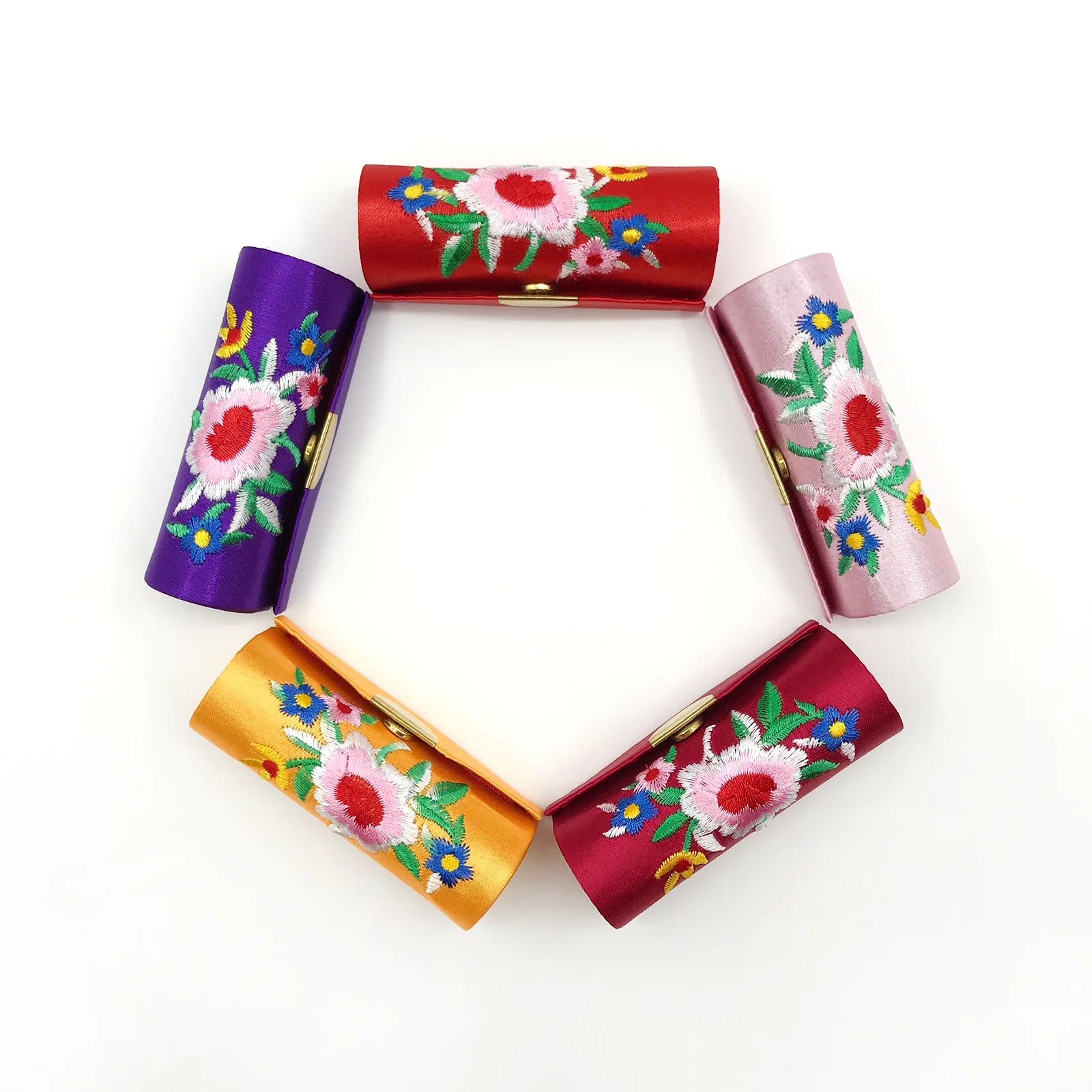 Чехол для губной помады в китайском стиле с вышивкой атласная коробка хранения