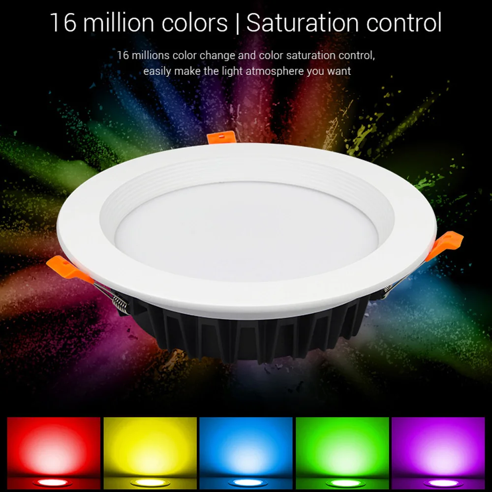 

Milight FUT060 25W RGB+CCT Led Downlight 2.4GHz RF Remote Controllable WiFi Enabled AC100-240V