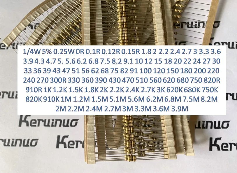 

Resistance 1/4W 5% 0.25W 2M 2.2M 2.4M 2.7M 3M 3.3M 3.6M 3.9M 4.3M 4.7M 9.1M Carbon Film Resistance Resistance Assortment