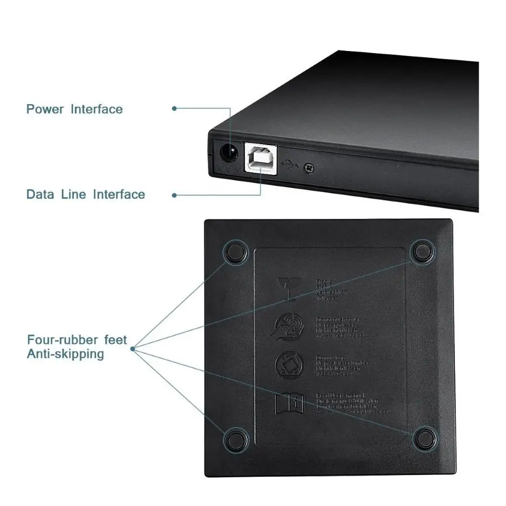 Внешний USB 2 0 Тонкий внешний DVD RW CD записывающий привод читатель оптические