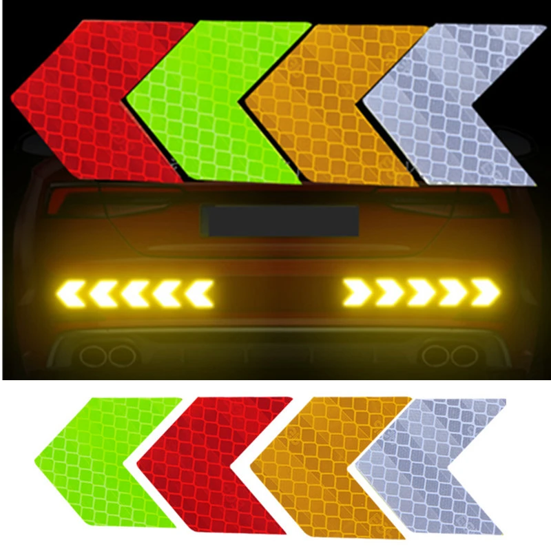 

10pcs/set Arrow Reflective Tape Safety Caution Warning Reflective Adhesive Tape Sticker For Truck Motorcycle Bicycle Car Styling