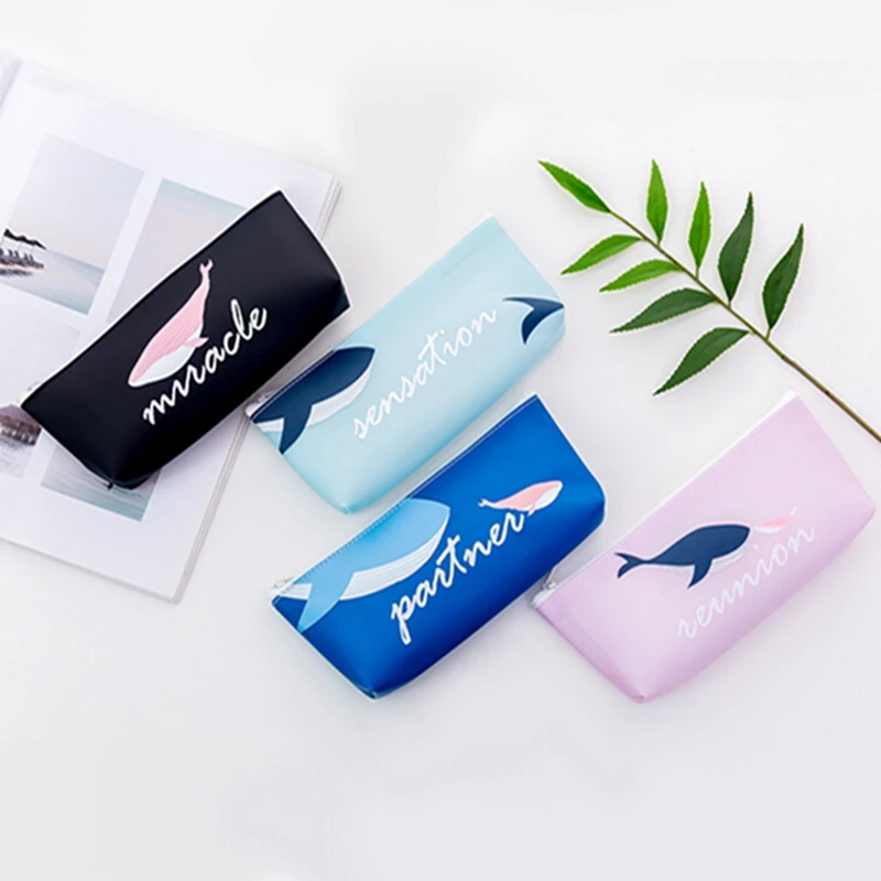 Чехол для карандашей милая черная школьная кожаная сумка школьные