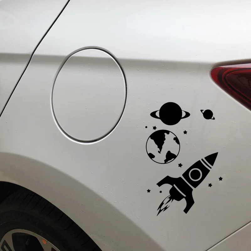 

Beautiful Space Rocket Launch Sticker High Quality Car Decoration Personality Pvc Waterproof Decal Black/white, 19cm*13cm