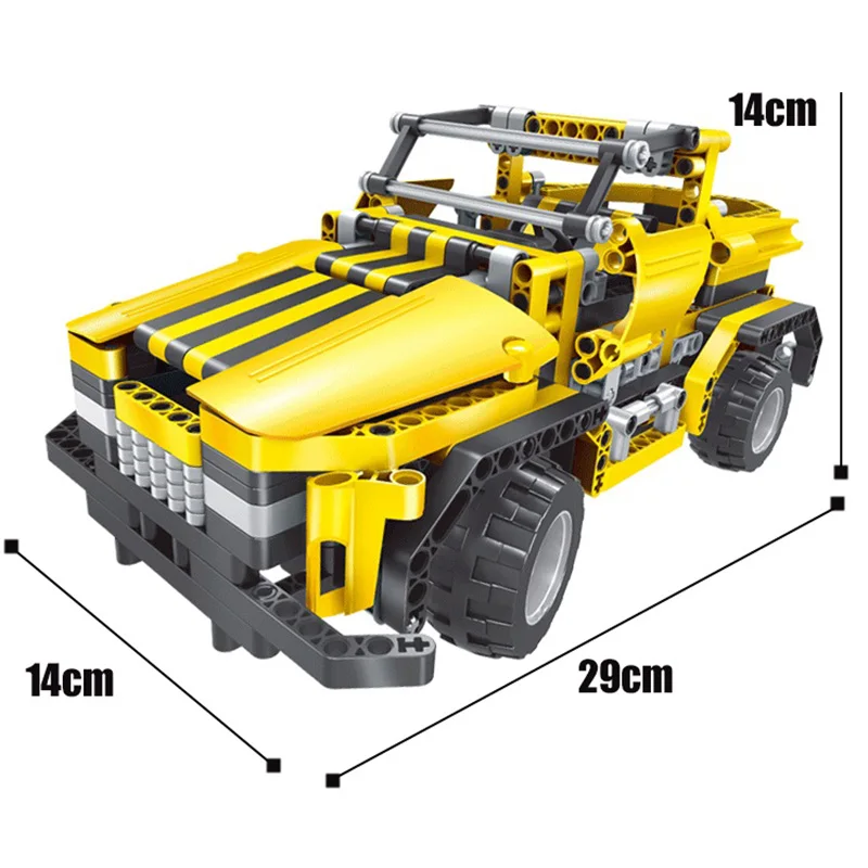 

DIY Building Block Car 423pcs 2 in1 Transform Car DIY Assemble RC Car Technic Series The RC Track Racing Car educational toy gif