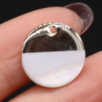 5pcs natural freshwater white shell pendant round mother of pearl pendants for earring necklace jewelry making diy size 15mm
