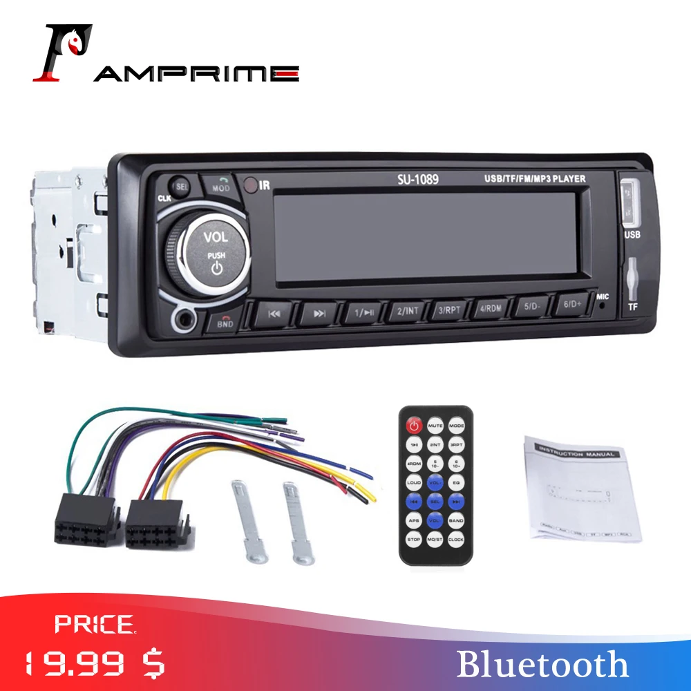 AMPrime Авторадио 1din Автомагнитола SU-1089 стерео Bluetooth аудио телефон AUX-IN FM/USB MP3 рекордер авто радио дистанционное управление