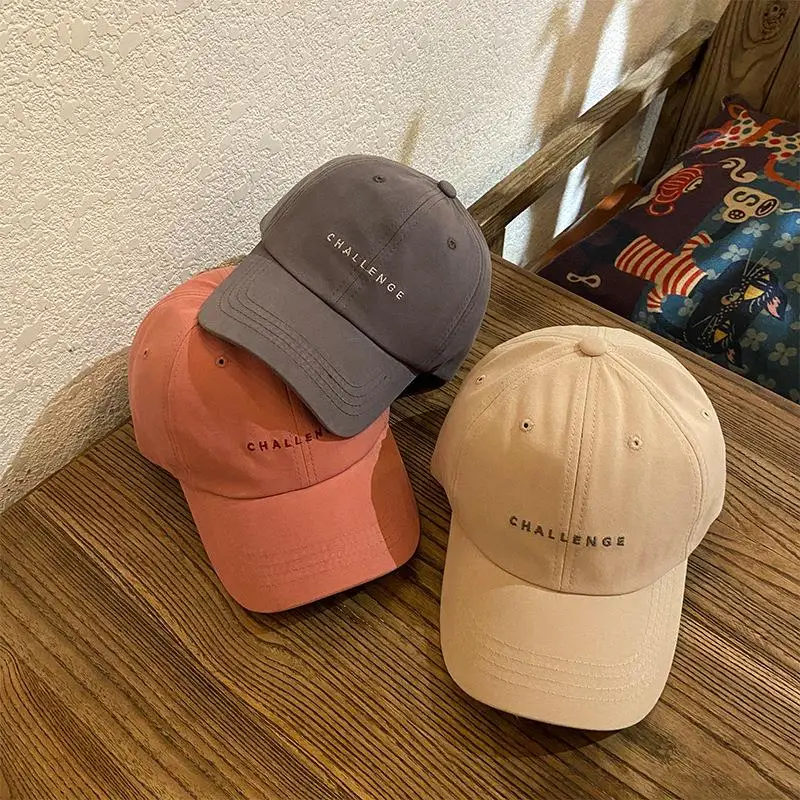 

ins Korean CHALLENGE Letters Embroideried Cotton Baseball Caps Sun Hats Women Men Student Casual Spo