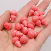 new 10pcs pink coral beads gourd shape punching artificial coral loose beads for making jewelry diy necklace bracelet 12x20mm