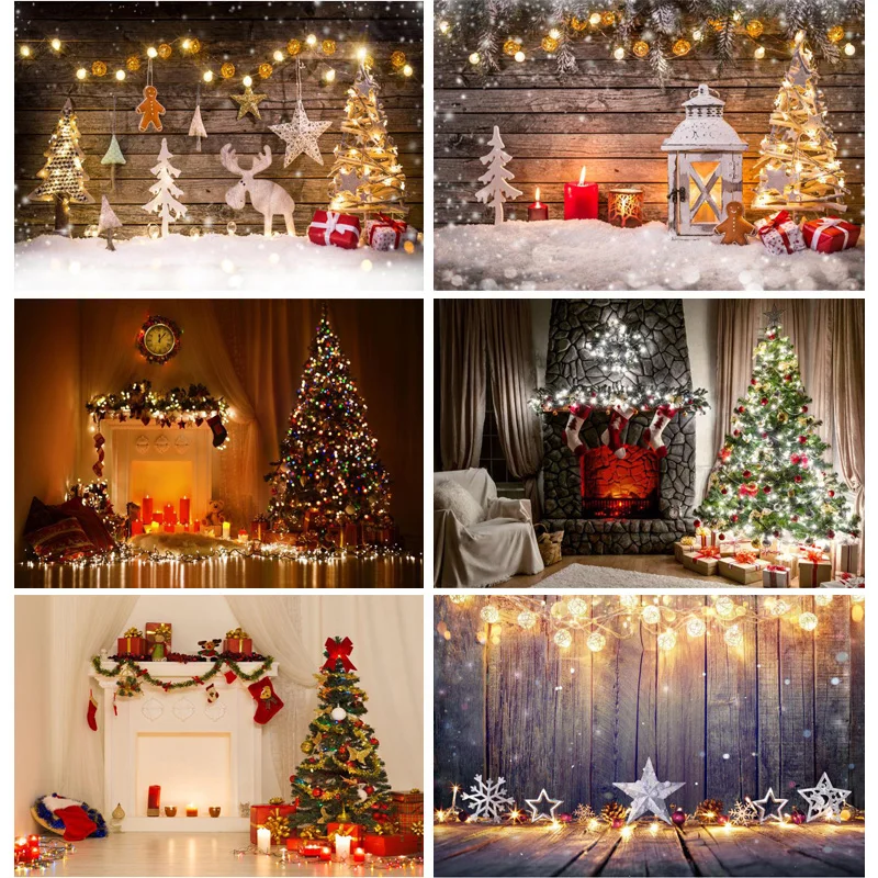 

Vinyl Custom Christmas Day Photography Backdrops Prop Christmas Tree Festival Theme Photo Studio Background XT20924SD-13