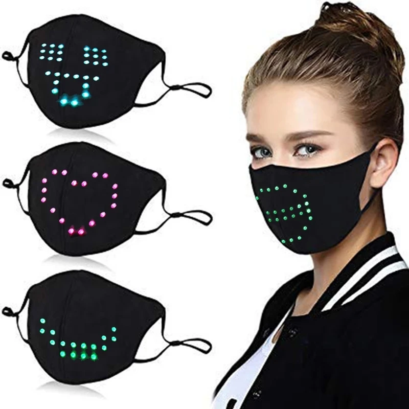 

Smart Display LED Face Mask Voice Control Glowing Party Masks Cotton Breathable Protective Cover For Various Themed Parties Prop