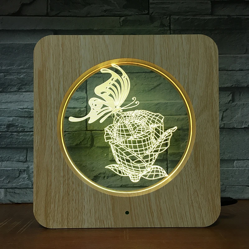 3D светодиодный пластикосветильник в виде бабочки и розы лампа сделай сам на