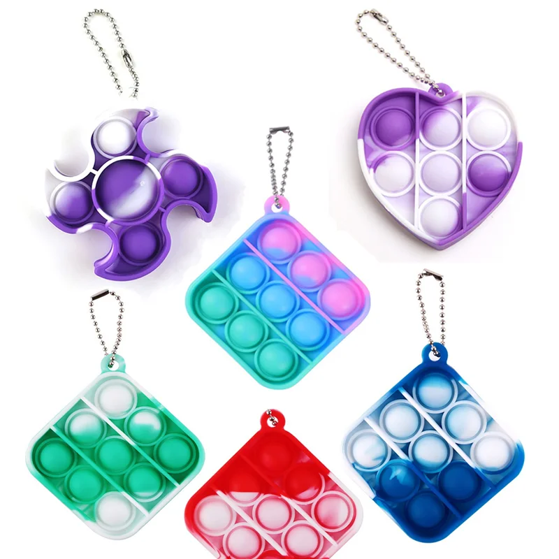 

Children Adult Push Bubble Fidget Sensory Toy with Key Ring 2021 Anti-stress Pop It Fidget Toys Simple Dimple Stress Relief Toys