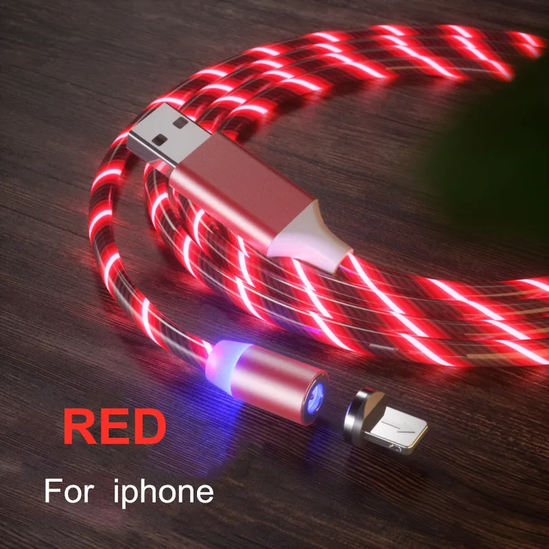 Red for iphone Vanniso 2 м магнит микро Usb кабель зарядный провод для iphone X 11 Xiaomi mi8 9t redmi note 7 samsung type C зарядное устройство светящийся шнур - Цвет: Red for iphone