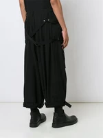 mens new large size loose casual wide leg trousers culottes with nine cropped trousers ribbon trousers wide leg trousers