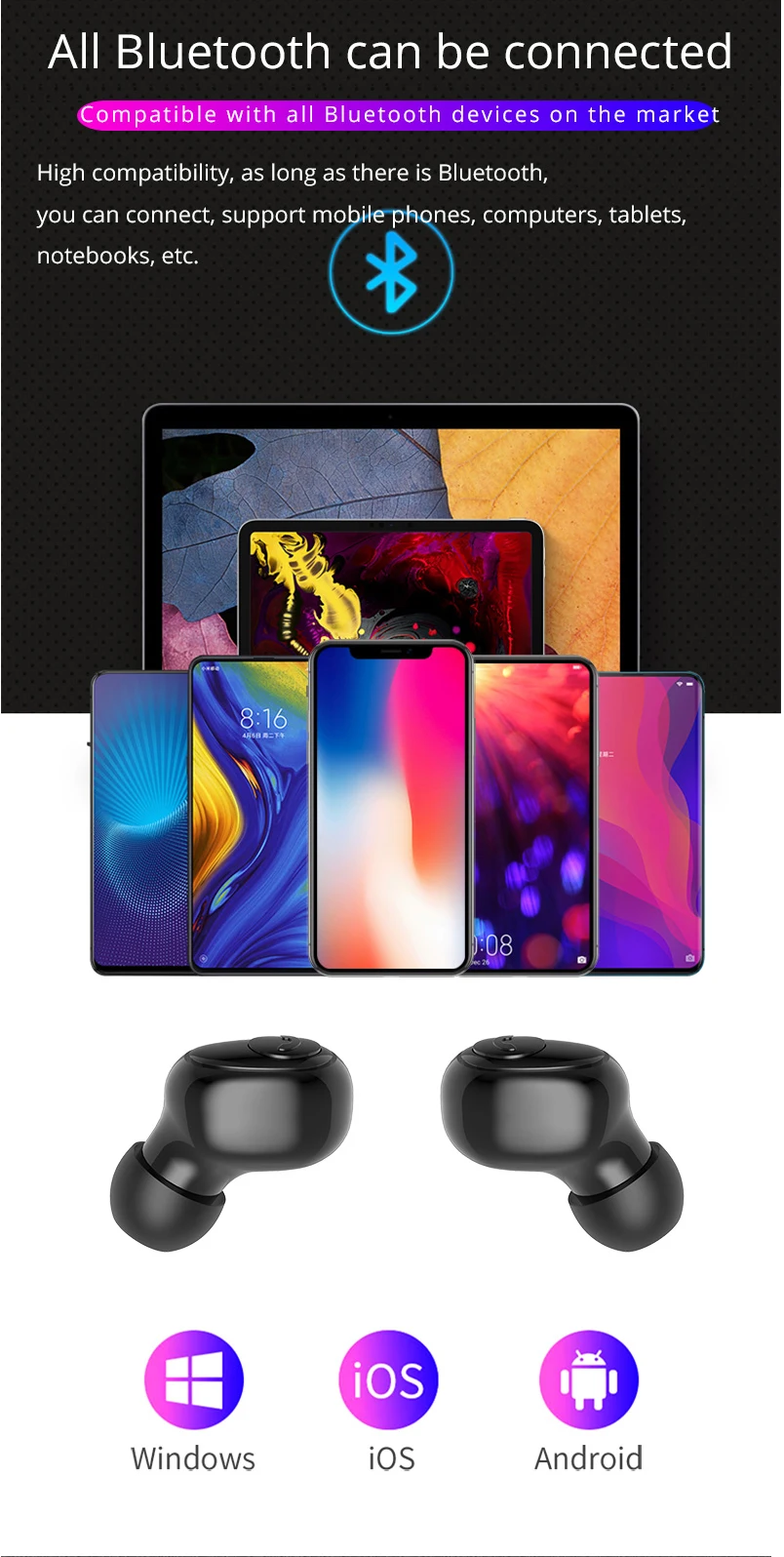 G6s Bluetooth наушники беспроводные наушники IPX7 водонепроницаемый TWS светодиодный дисплей гарнитура стерео спорт HiFi беспроводные наушники для телефонов