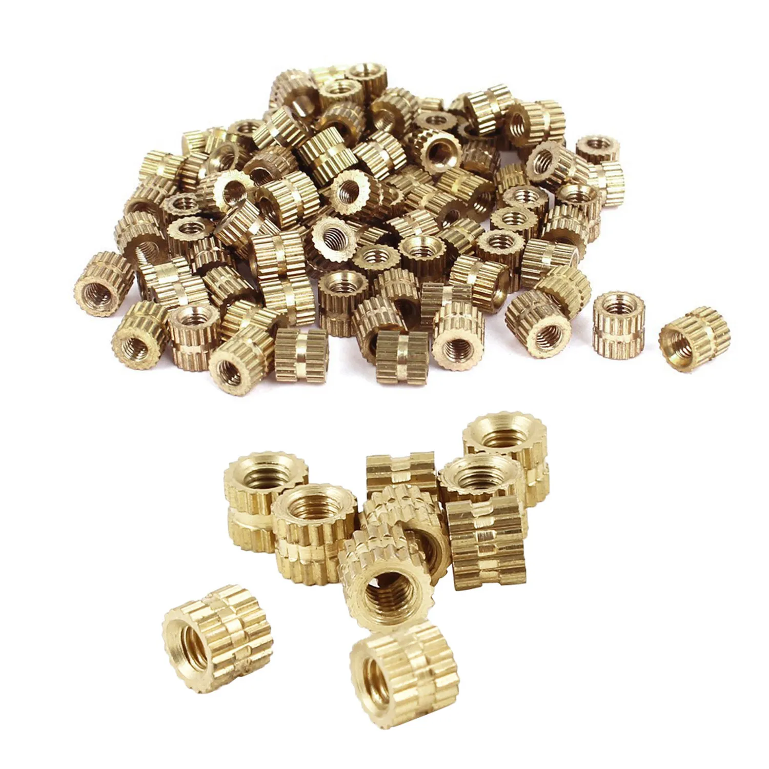 

200 шт резьбовые латунные круглые вставные гайки, 100 шт M2x3mm & 100 шт M3x5mm(L)-5Mm(OD)