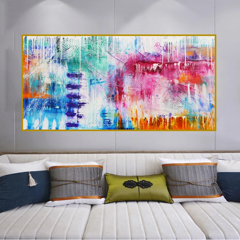 Красочная искусство большой размер Картина на холсте для гостиной домашний