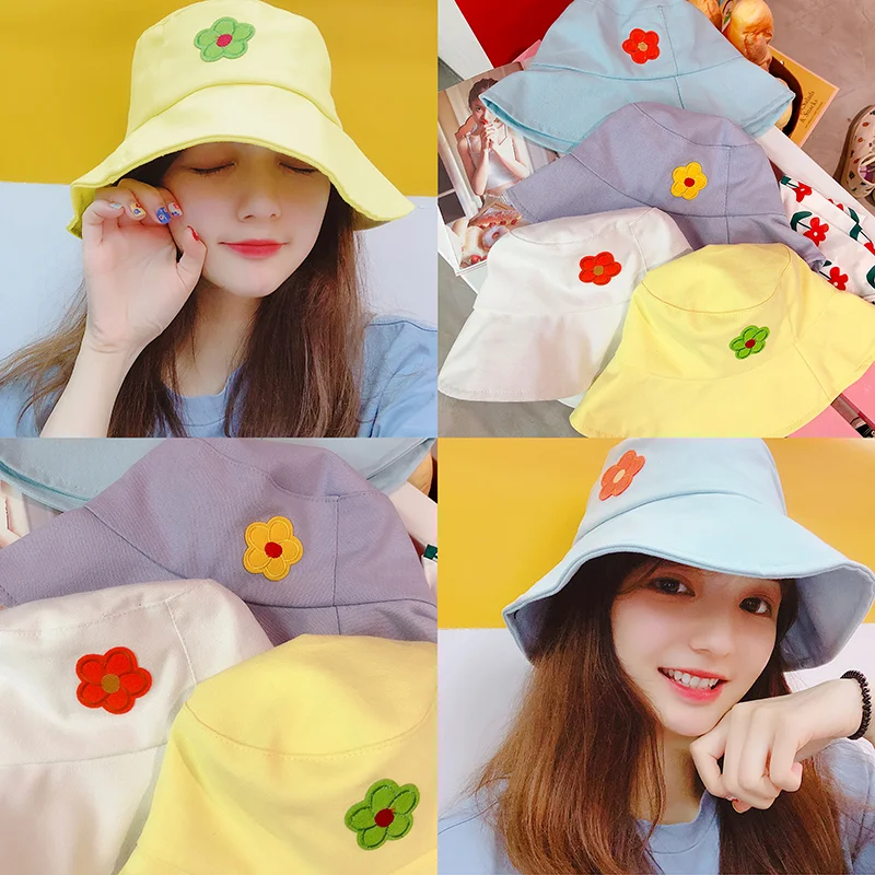 Простой цветок ведро шляпа с большими полями солнцезащитные кепки сладкий