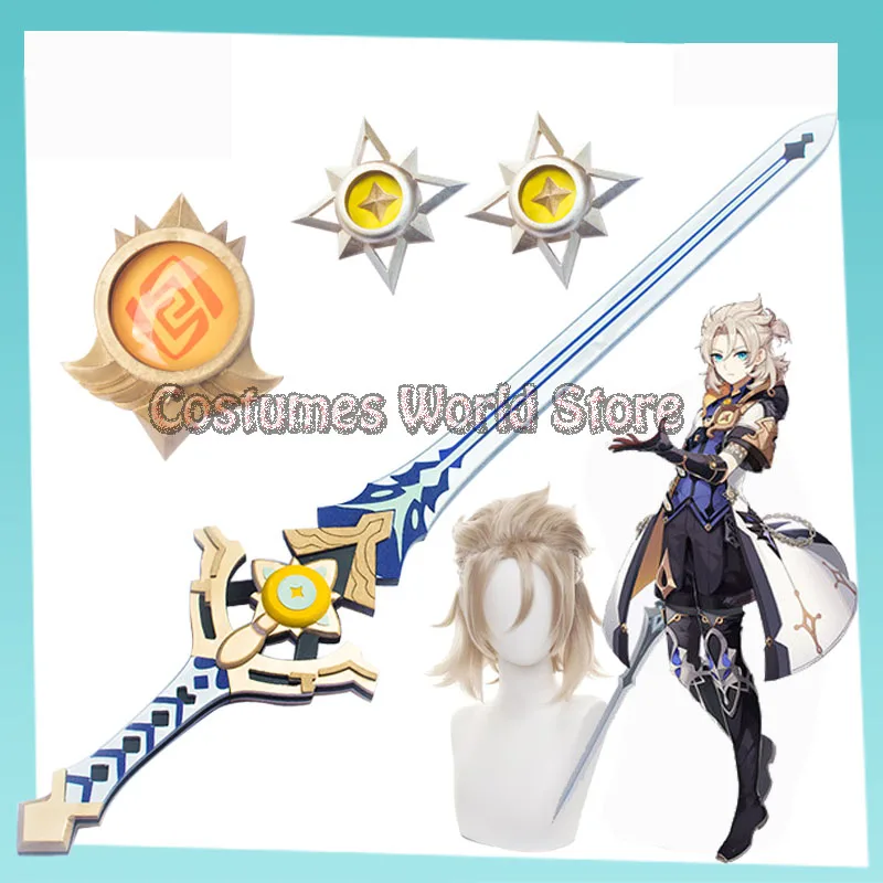 

Genshin Impact Albedo Cosplay Wig Short Linen Heat Resistant Synthetic Hair Wigs Halloween Anime Albedo Cosplay Accessories