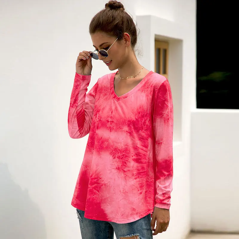 Новая Европейская и американская женская футболка хит продаж галстук краситель