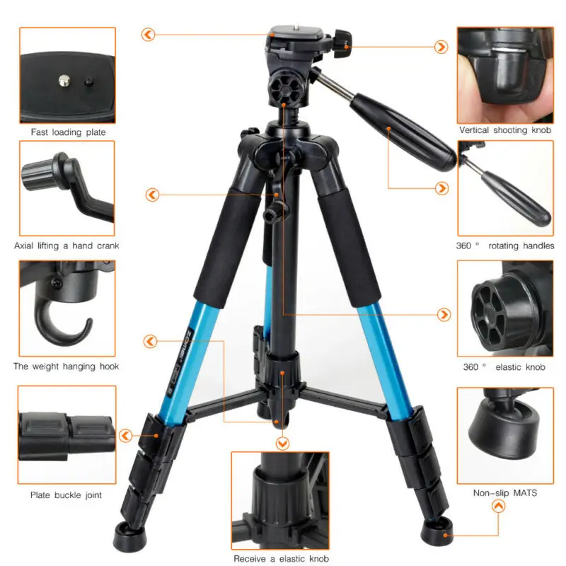 

Zomei Q111 Professional Tripod Stand Portable Aluminum Tripod with Pan Head for Camera Holder Stand for Phone Camera