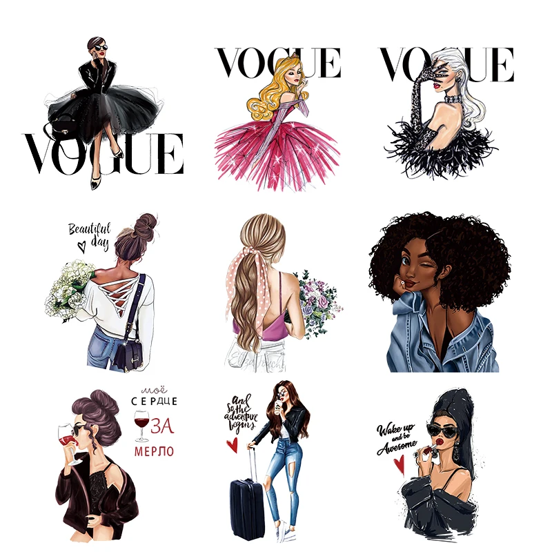 

Patches For Clothes Thermal Sticker On Clothing Russian Girls Iron On Patches Mom Baby Stickers For T-Shirt Diy Heat Transfer