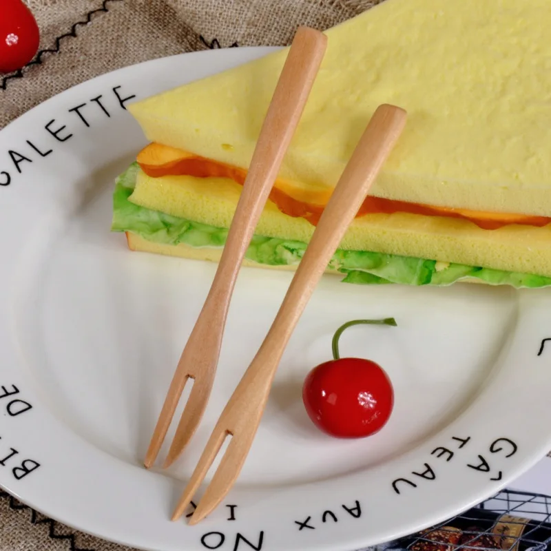 Деревянные вилки ручной работы для еды десертов чипсы закуски зерновые салат