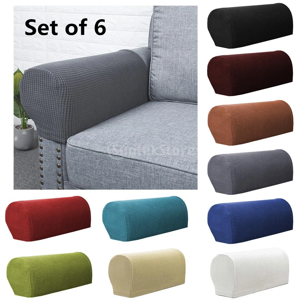 

Set Of 6 Sofa Armrest Cover Stretch Fabric For Couches Armchairs Recliners