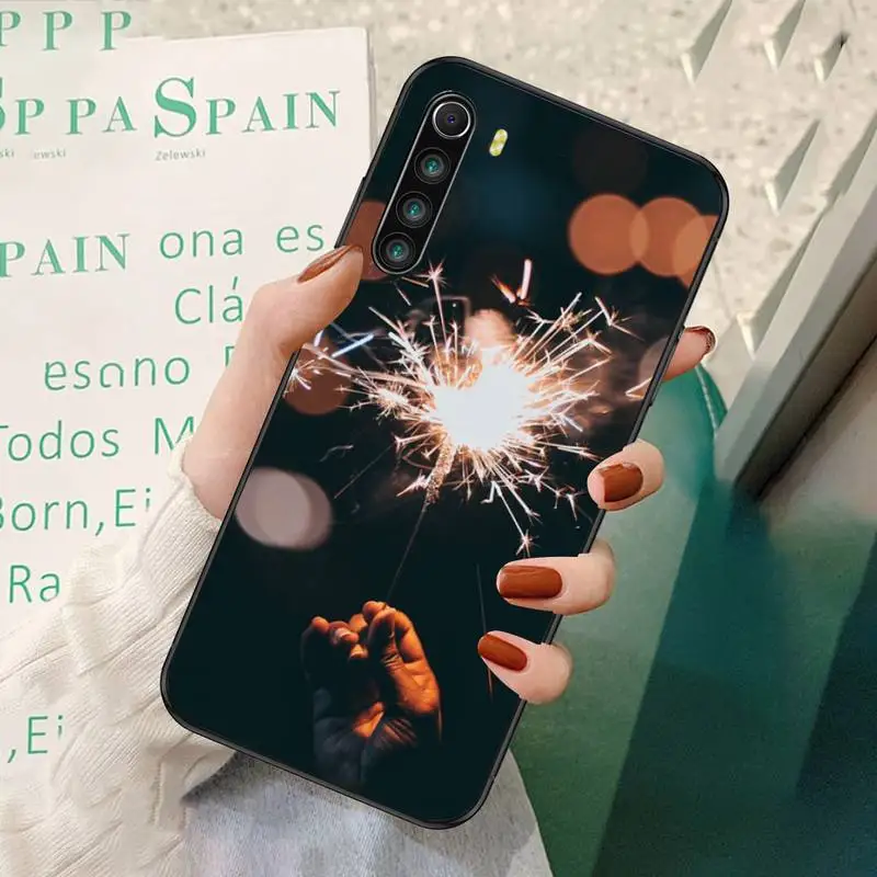 

Nice Firework Stick Black TPU Phone Case For Redmi 7 8 9 A K20 30 Pro Note 8 9 Pro 9s
