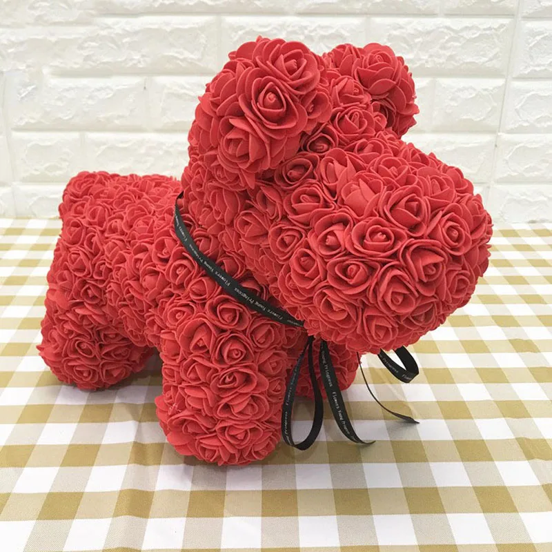42cm red dog Горячая Распродажа кролик, собака, панда, единорог, плюшевый медведь, роза, мыльный цветок, искусственная игрушка, рождественские подарки для женщин, подарок на день Святого Валентина - Цвет: 42cm red dog