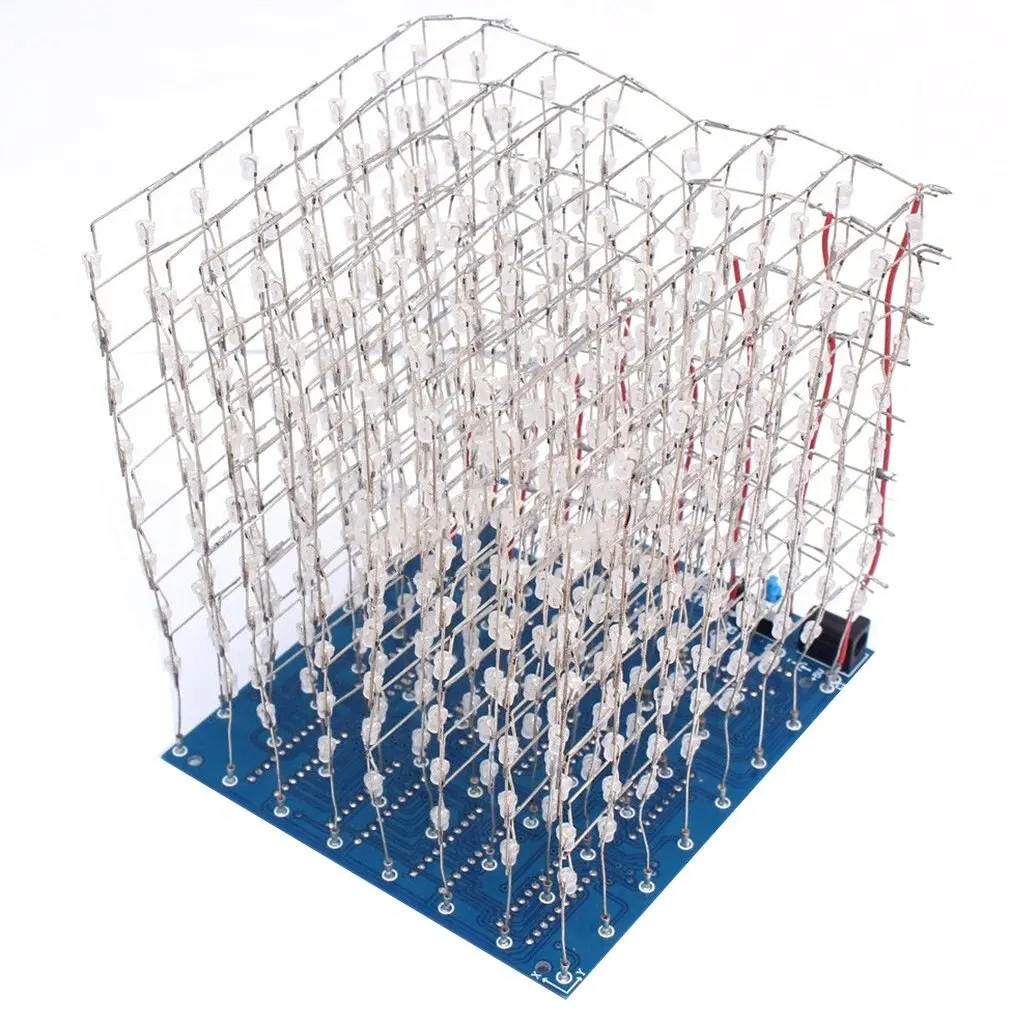 

ICOCO 2017 New Arrival 3D Squared DIY Kit 8x8x8 3mm LED Cube White LED Blue/Red Light WIth PCB Board Hot Sale Wholesale