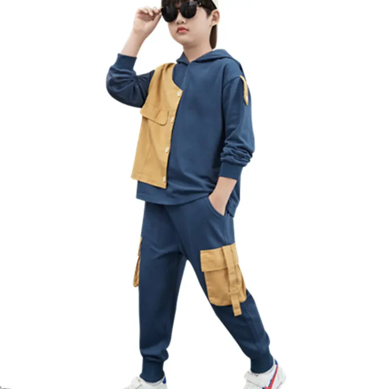 

Teen Boys Clothing Set Casual Boys Sport Suit for Children Outfits 2020 Autumn Patchwork Boys Cargo Pants 5-14Years Kids Clothes