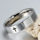 YWSHK 6 мм 8 мм кольцо из нержавеющей стали с крестом христианский Иисус Христа молитва для мужчин и женщин мужские пасхальные ювелирные изделия