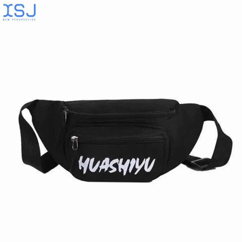 

Zipper Letter Canvas Shell Bag Sandwich Zipper Bag Casual Waist Bag Crossbody Waist Bag with Frog/brown Bear Pendant