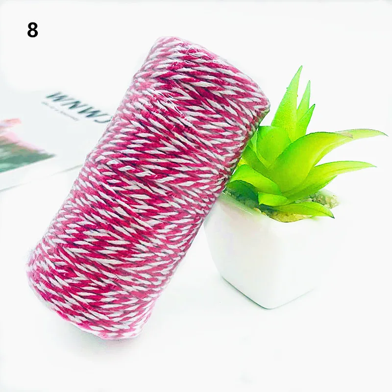 8 Rose red 100 м двухцветная хлопковая веревка декоративная тканая хлопковая веревка 2 мм двухцветная хлопковая веревка 14 цветов веревка для рукоделия - Цвет: 8 Rose red