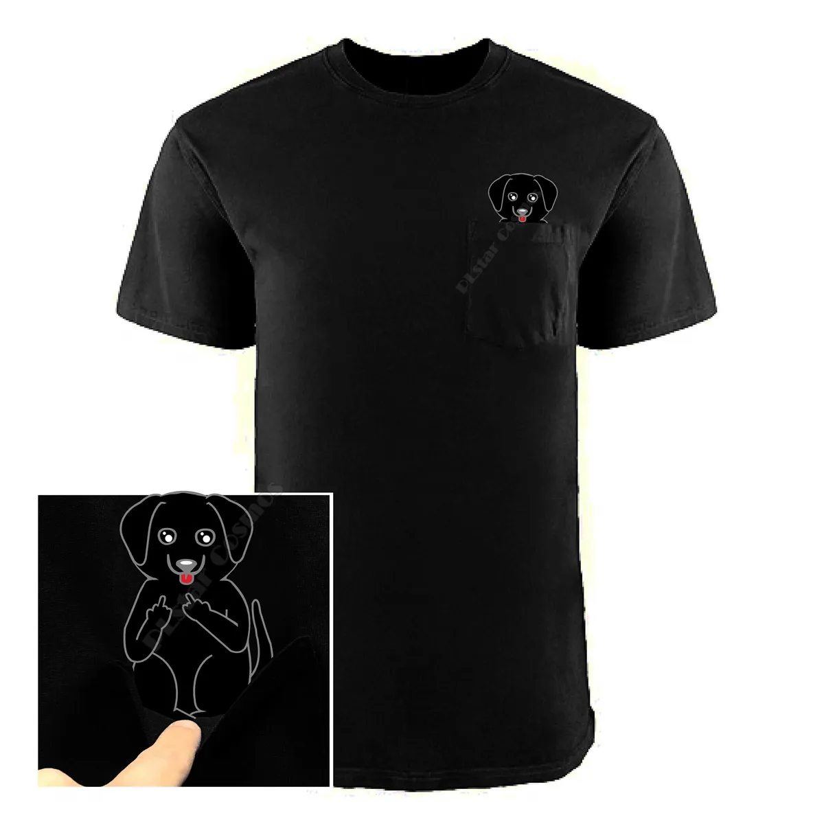 

PLstar Cosmos Pocket t shirt Summer Black Lab printed t-shirt men for women shirts tops funny cotton black tees