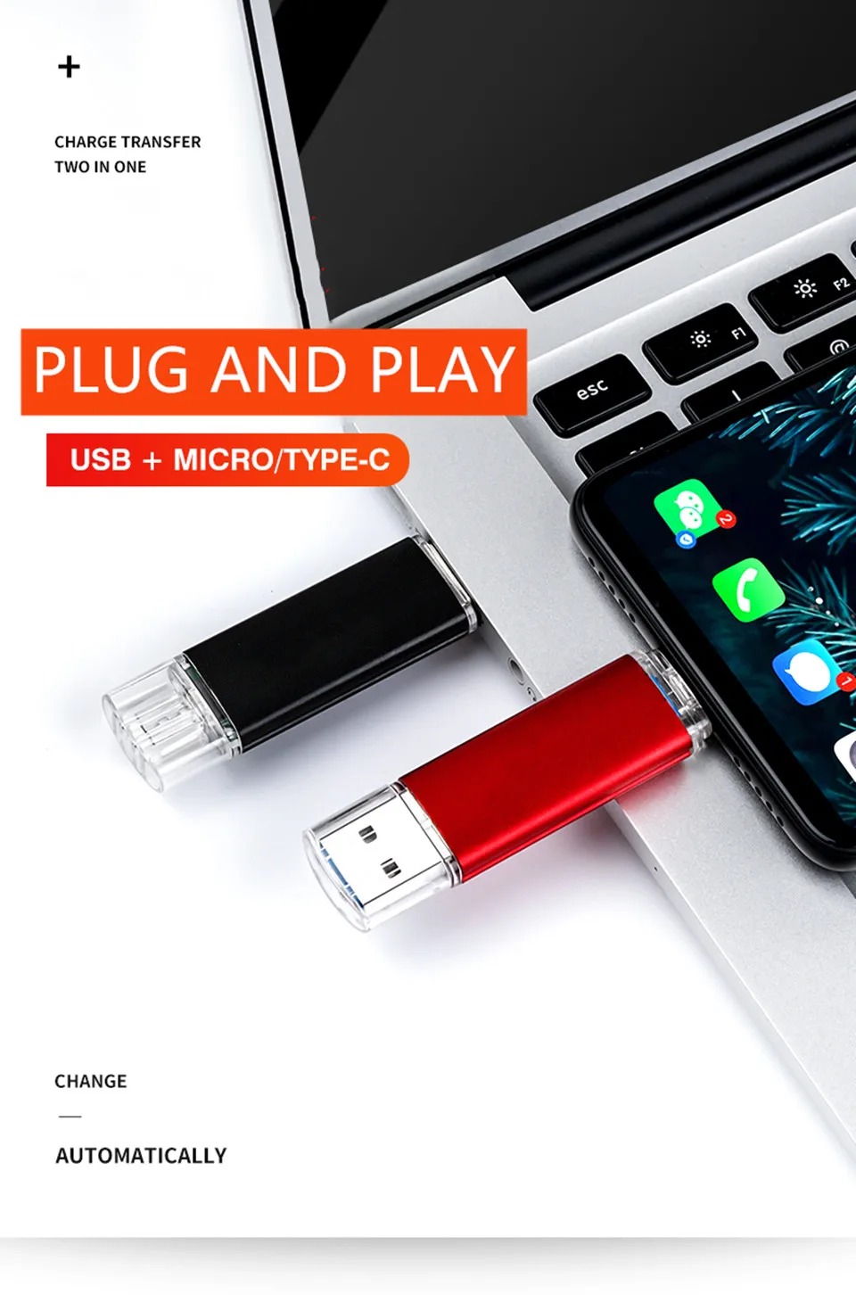 2 в 1 otg usb flash16GB 32GB 64GB usb флэш-накопитель для телефона memory stick Флешка для Android micro интерфейс usb флэш-накопитель