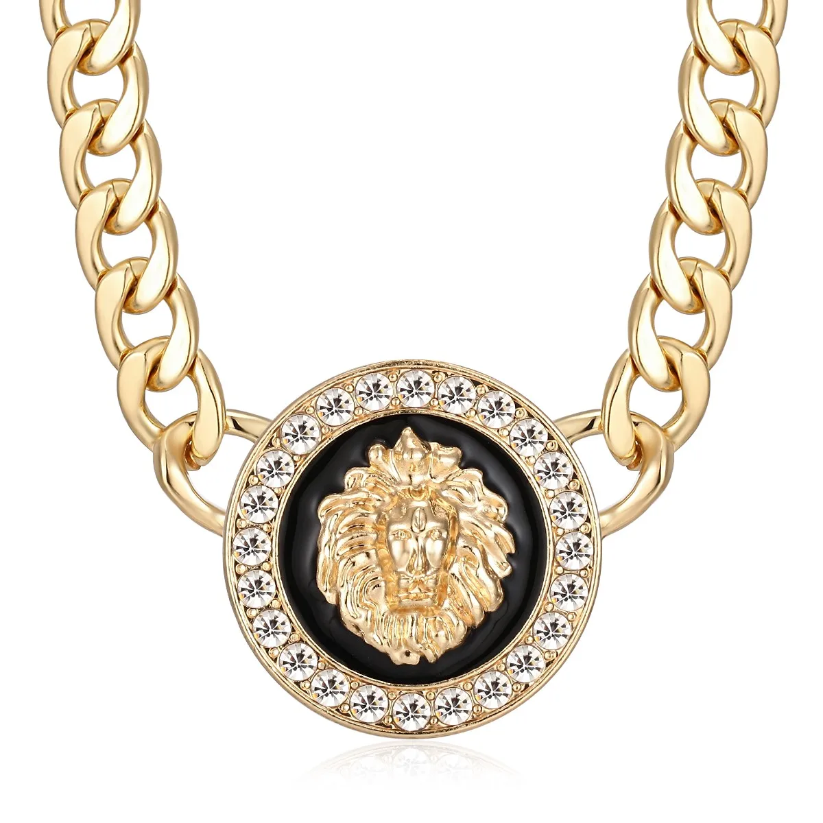 Ожерелье-чокер в стиле хип-хоп с головой льва золотого цвета массивная цепочка из