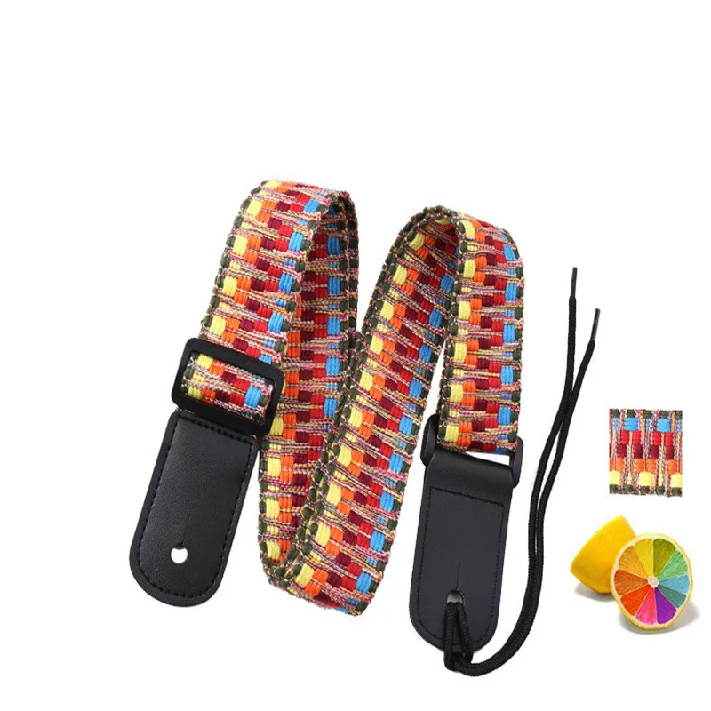 1PC Ukulele Strap Гавайская гитара, ремень в национальном стиле, красочные регулируемые гитарные ремни, ремень с концами из искусственной кожи, аксессуары для гитары - Цвет: 1PC Ukulele Strap