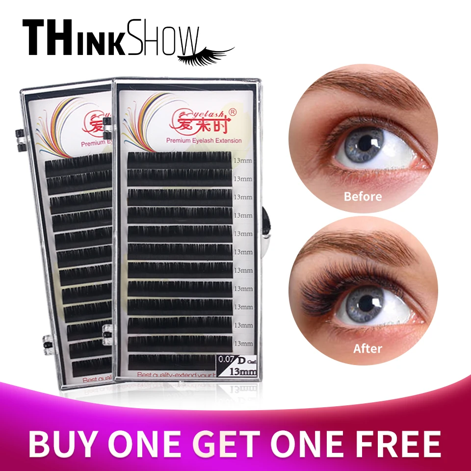 

THINKSHOW Eyelash Extensions Individual Lashes Classic Volume Lash Extensions Supplies Professional Salon Use Buy 1 Get 1 Free