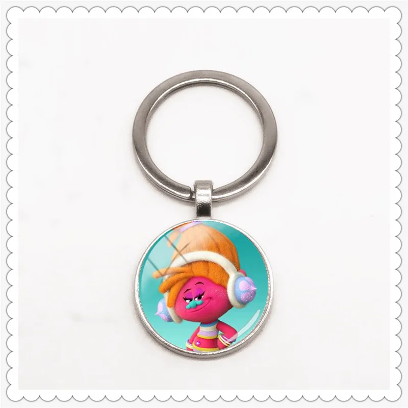 

Cartoon Princess Girl Series Classic Men and Women Keychain Glass Convex Round Pendant Keychain Gift