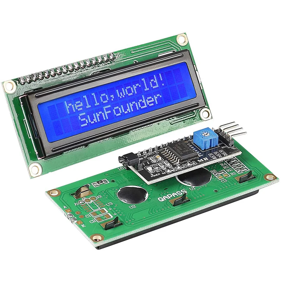 

New LCD1602+I2C 1602 16x2 1602A Blue/Green Screen HD44780 Character LCD /w IIC/I2C Serial Interface Adapter Module For Arduino