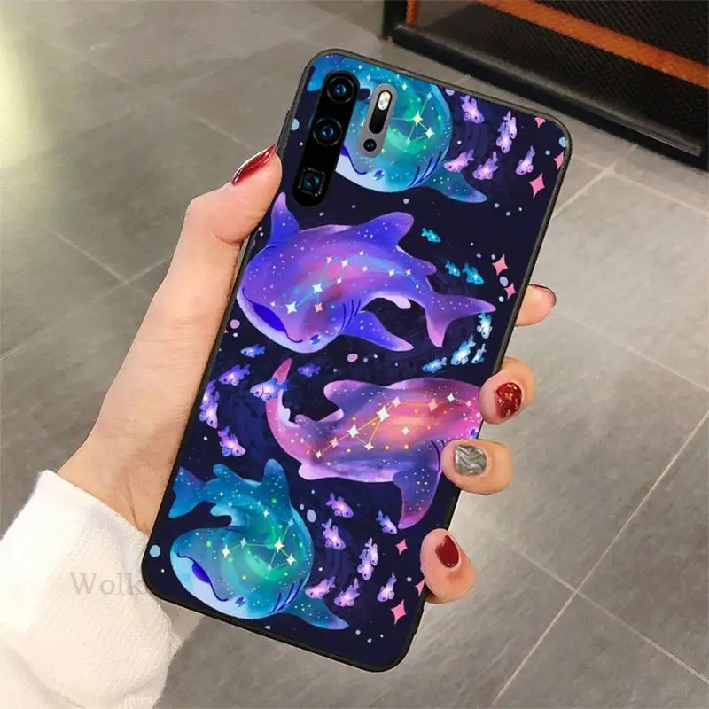 

Cosmic Whale Shark Phone Case For Samsung S6 S7 S8 S9 S10 E S20 Edge plus lite 2019 Black soft nax fundas cover