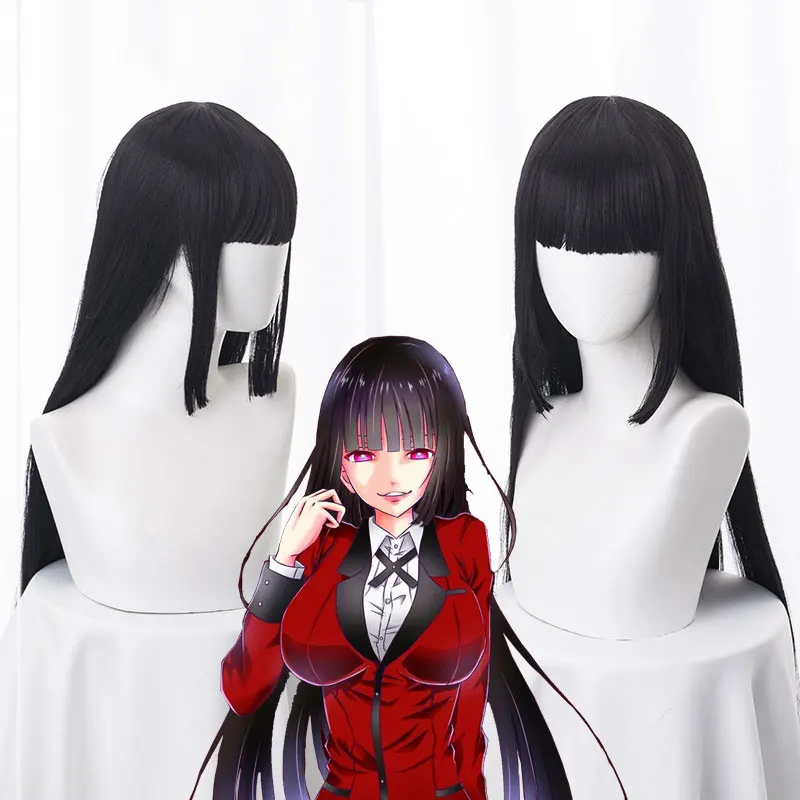 Парик Jabami Yumeko Kakegurui женский черный термостойкий парик из синтетических волос 100